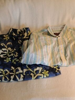 Rusty Floral Design & Eddie Bauer Casual Button Up Shirt Bundle Men's XL & L